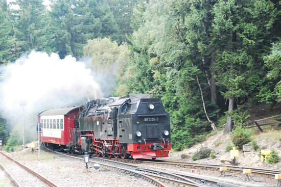 Train on the Harz descends from Brocken