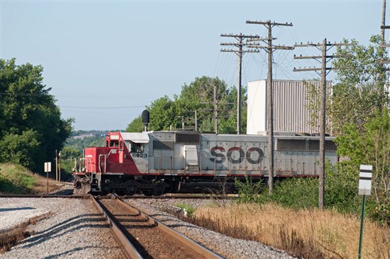 SD60 No. 6023 is headed east on the point of Canadian Pacific train 282